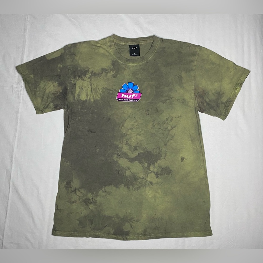 Huf 100% pure euphoria Dark Green Tie Dye Large Mens L Skate